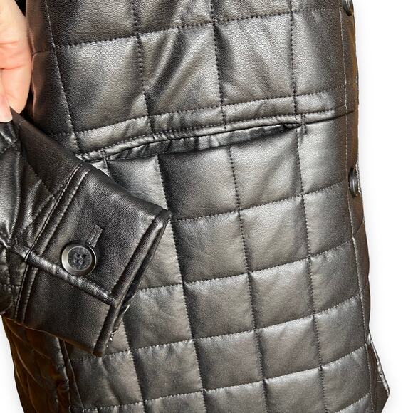 Sam Edelman Black Faux Leather Quilted Jacket - Picture 5 of 10